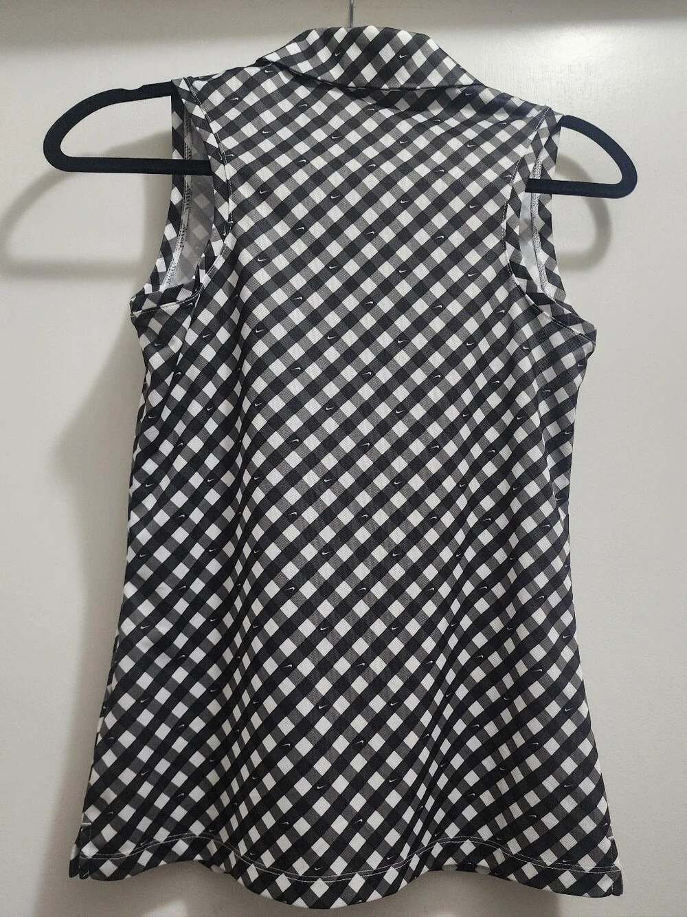 Women Nike Golf Dri Fit Sleeveless Polo Tank Top Shirt Black White Checkered XS